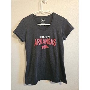 47 Brand Arkansas Razorbacks T-Shirt Womens Medium Gray Heather Graphic Tee